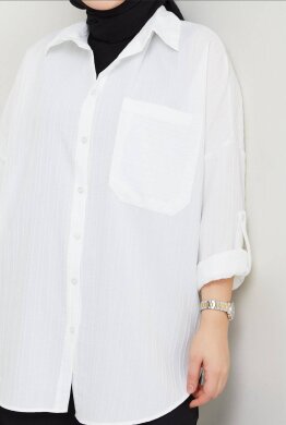 Beyaz Cepli Gömlek - 1