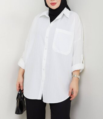 Beyaz Cepli Gömlek - 2