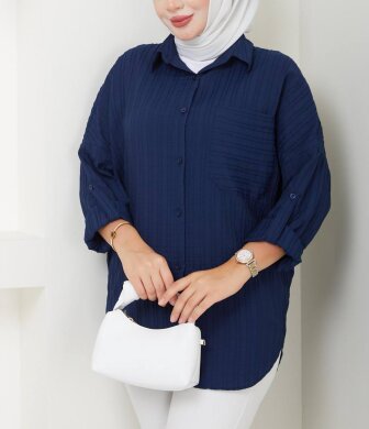 Lacivert Cepli Gömlek - 1