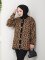Leopar Desenli Yumuşak Dokulu Düğmeli Oversize Triko Hırka - 2
